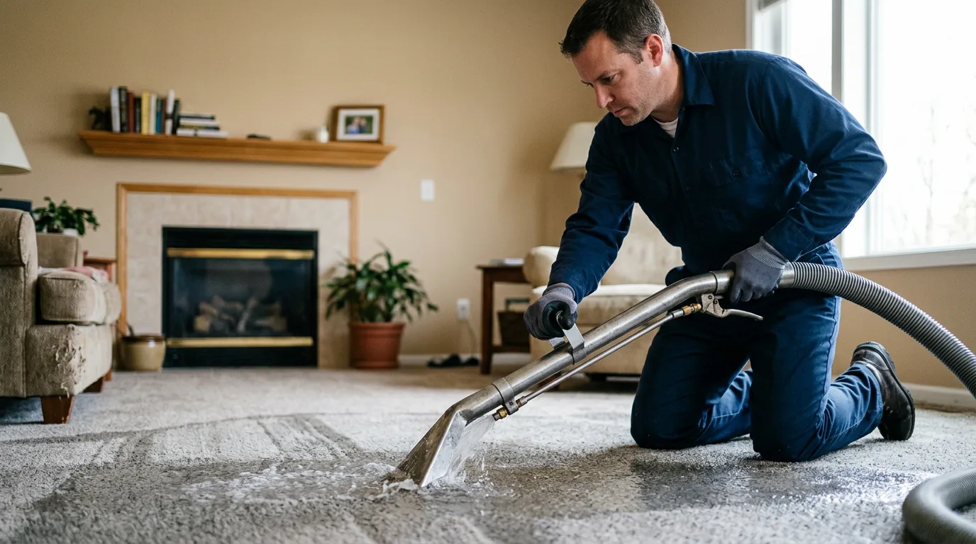 Water damage restoration technician working near Medfield, MA